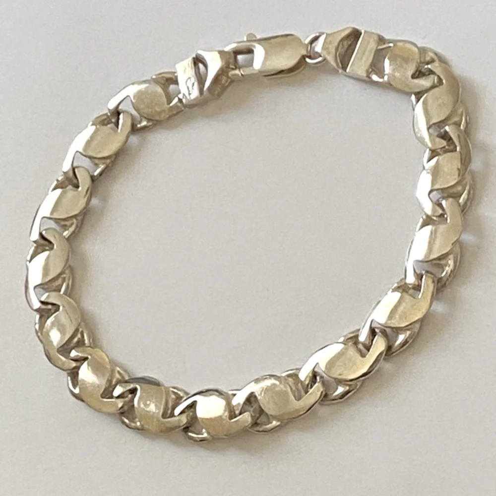 925 Silver 9” 8mm bracelet handmade 9 inches link chain hand made links